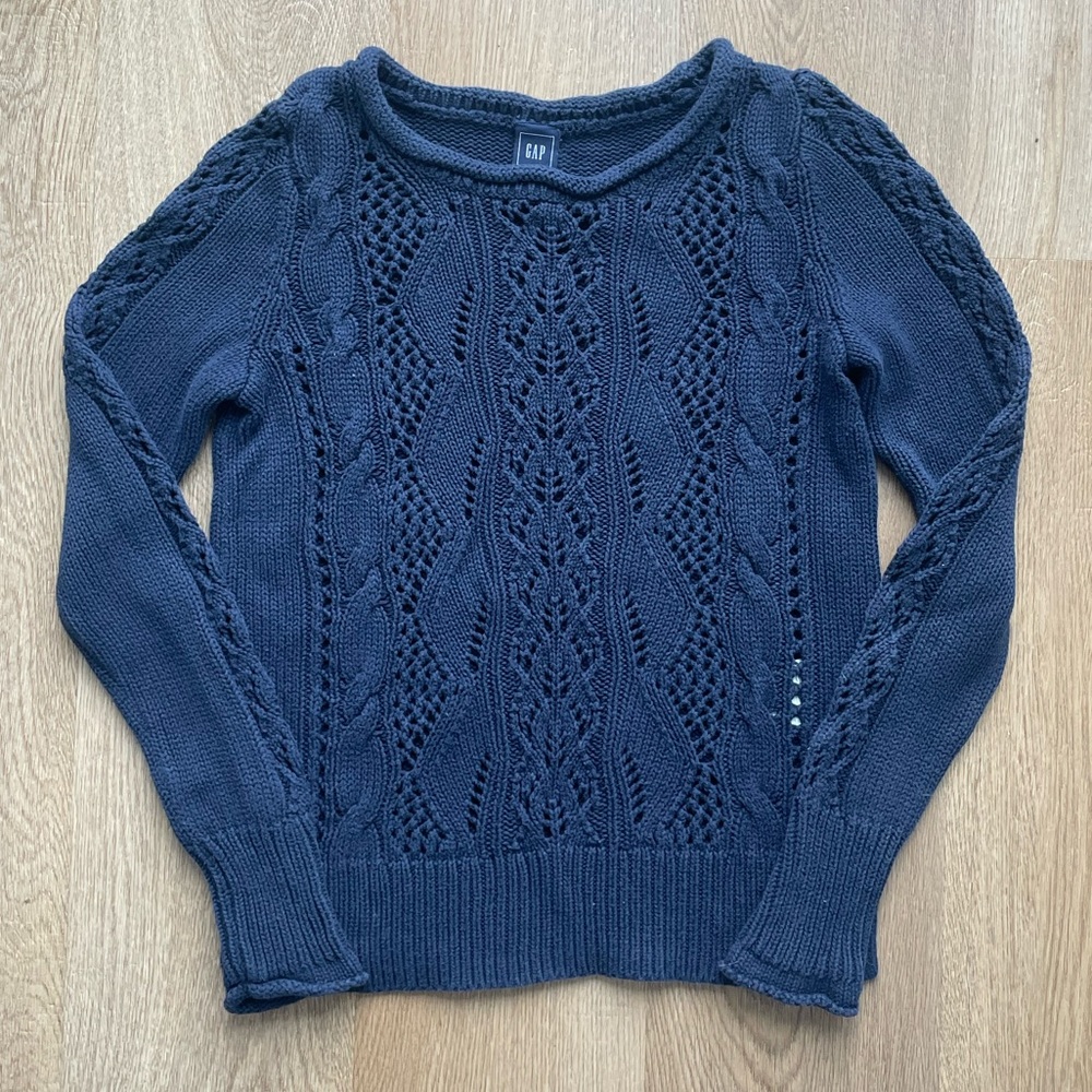 GAP Navy Cotton Crochet Sweater